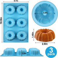 Versatile Mini Fluted Tube Pan Set - 6-Cavity Baking Molds for Perfect Chocoflan and Desserts (3 Pieces)