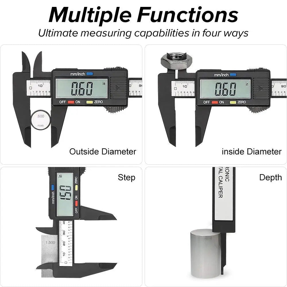 Precision Carbon Fiber Digital Caliper - 150mm/100mm Micrometer Measuring Tool