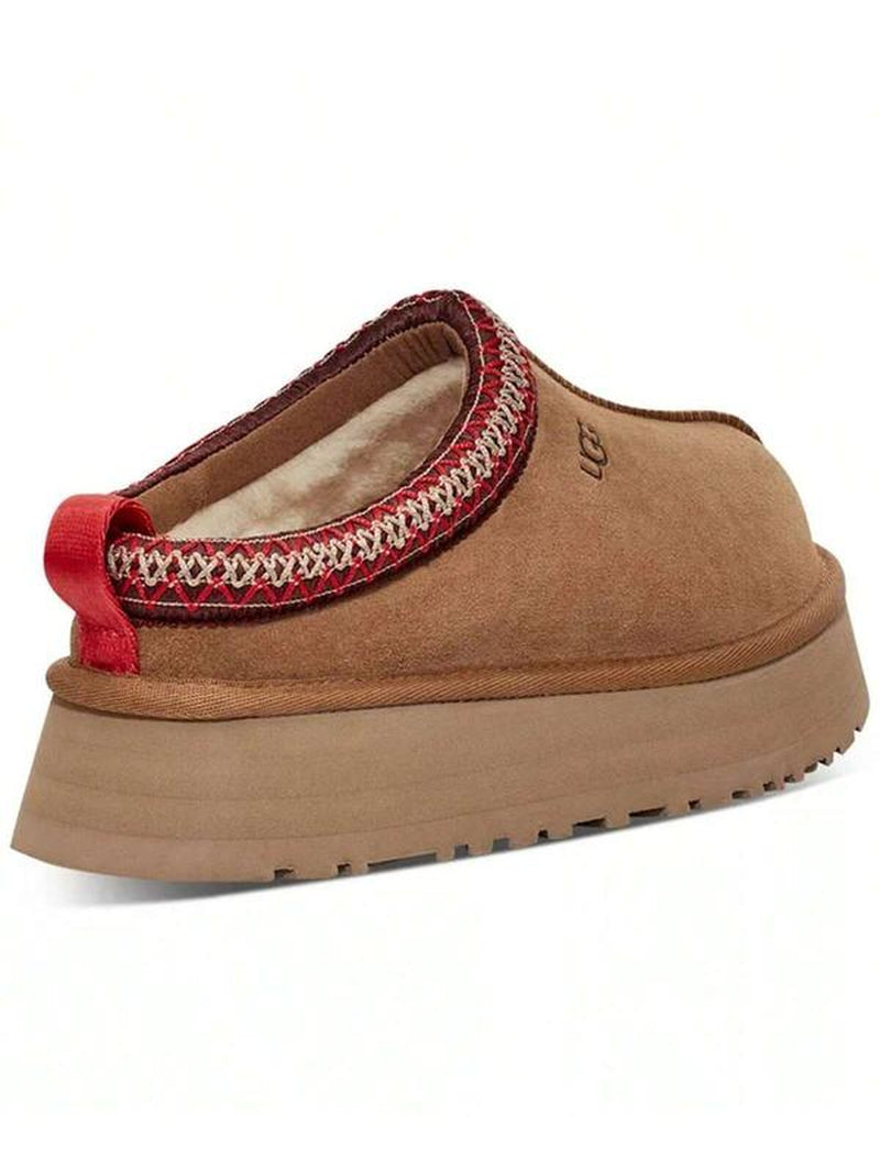 Stylish UGG Tazz Women's Plush Sheepskin Platform Slippers - Cozy Indoor/Outdoor Winter Boots with Suede & Embroidery