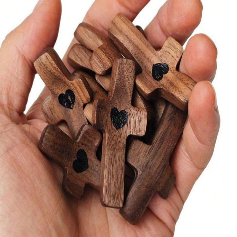 20 Handheld Dark Wood Pocket Crosses - Heartwarming Christian Comfort Gifts for Stress Relief & Encouragement
