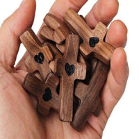 20 Handheld Dark Wood Pocket Crosses - Heartwarming Christian Comfort Gifts for Stress Relief & Encouragement