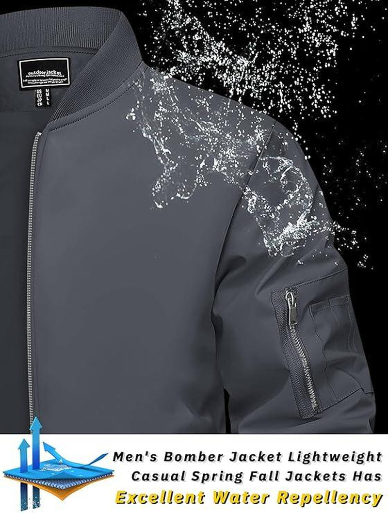 Lightweight Men's Bomber Jacket - Stylish Casual Zip Coat with Pockets for Spring & Autumn