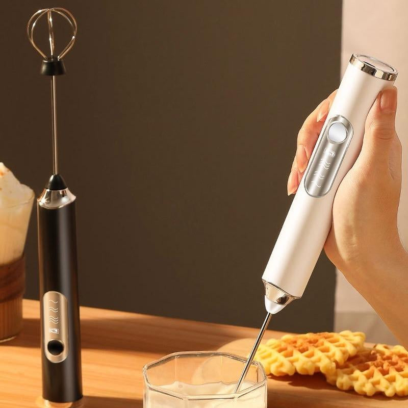 Versatile Rechargeable Milk Frother with 3 Heads & Speeds - Perfect for Lattes, Cappuccinos, Matcha, and More!