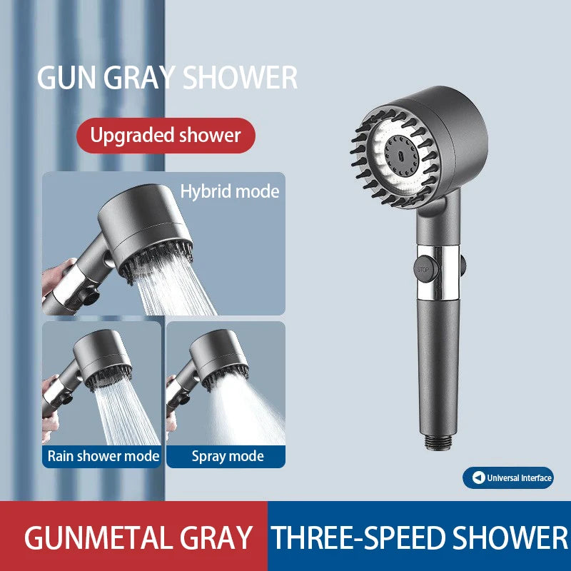 Revitalize Your Shower Experience: 3-Mode High-Pressure Rain Shower Head with Massage Brush Filter