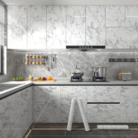 Stylish Marble Pattern Self-Adhesive Wallpaper - Waterproof & Oil-Proof Wall Decal for Home Kitchen, Living Room, and Bedroom Décor