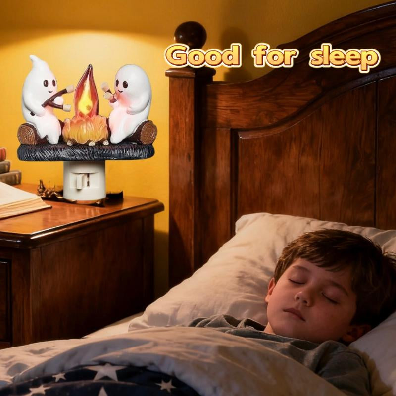Flickering Flame 3D Ghost Nightlight - Spooky Candle Atmosphere Decor & Perfect Halloween Gift for Kids