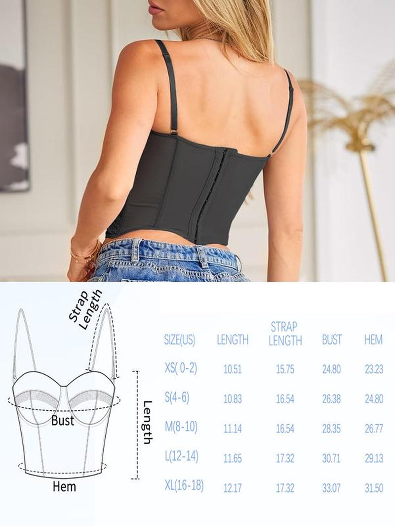 CZXMY Sexy Lace Bustier Corset Top – Trendy Sleeveless Clubwear for Effortless Date Night Elegance