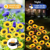 Stunning 2-Piece 3-Head Solar Garden Lights – Waterproof Sunflower Lamps for Beautiful Yard, Path, and Landscape Decoration