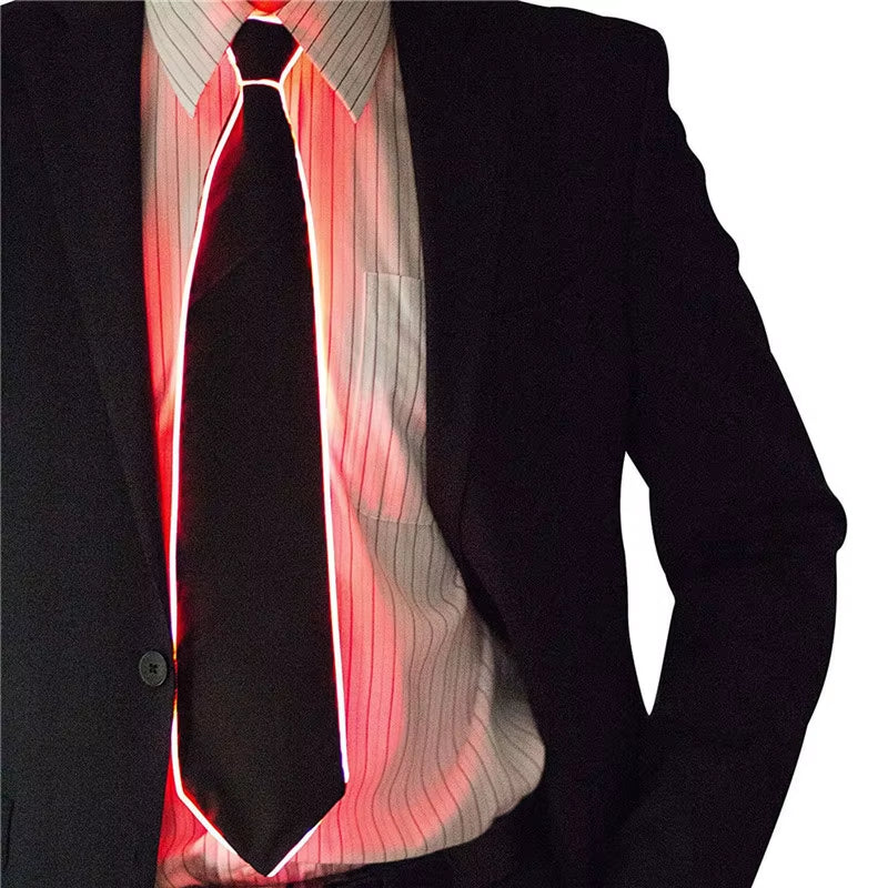 Men's LED Glowing Neon Tie - Perfect for Parties, Halloween, Christmas, and Club Events!