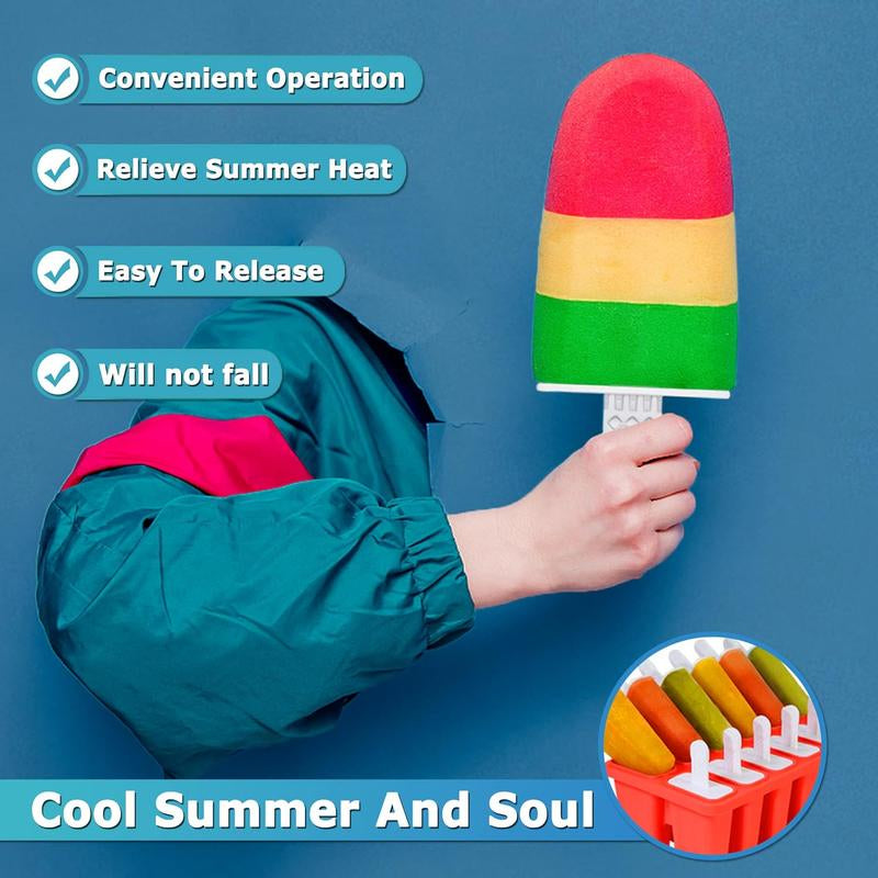 10-Cavity Silicone Popsicle Molds - Fun DIY Ice Pop Maker for Kids & Adults, BPA Free for Yummy Treats & Party Delights
