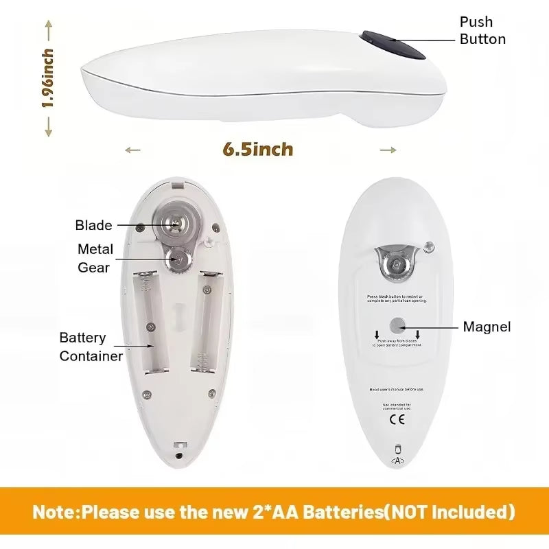 Electric & Manual Can Opener - Safe, High-Power Kitchen Gadget with No Sharp Edges
