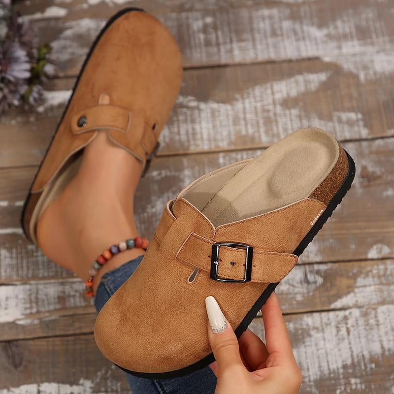 Unisex Suede Clogs with Leather Mules and Cork Footbed - Comfortable Slip-On Sandals