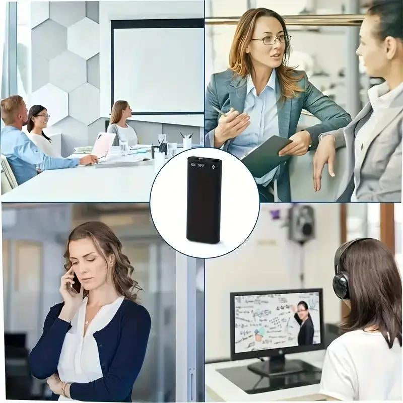 Professional Voice-Activated Digital Recorder - 32GB Noise-Canceling MP3 Player, Ultra-Thin Portable Design for Business Meetings, Battery Not Included