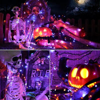 Brizled 78ft 240 LED Orange & Purple Solar Halloween String Lights - 2 Pack with 8 Lighting Modes, Perfect for Spooky Outdoor Decor!