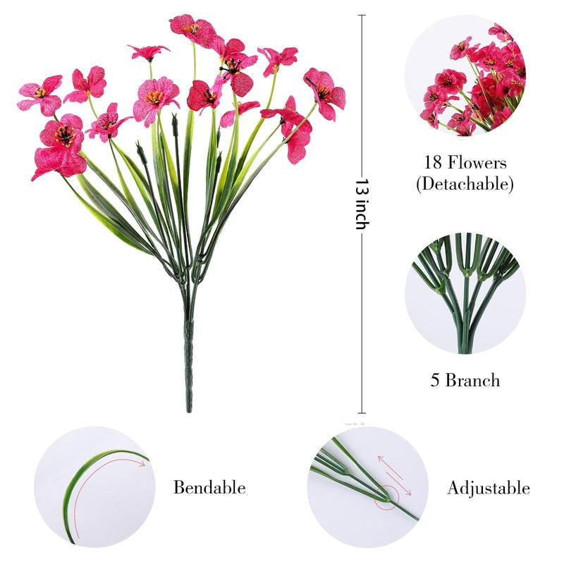24 Bundles Artificial Flowers – UV-Resistant Faux Silk & Plastic Plants for Indoor & Outdoor Décor
