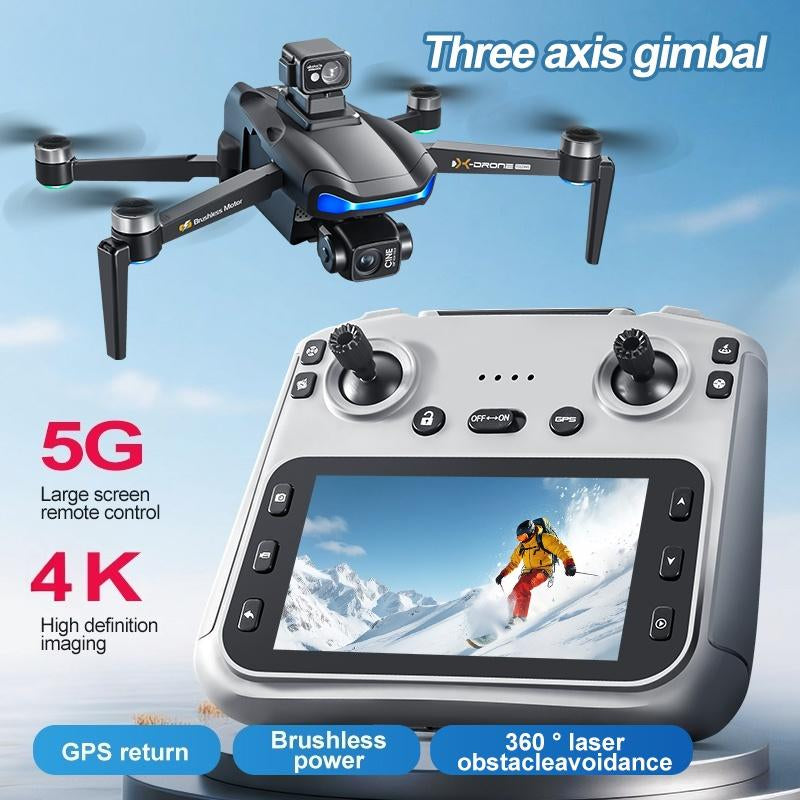 Aerovibe 2025 V06S 4K GPS Drone with 3-Axis Gimbal, 1080P Camera, LCD Screen, Follow Me Feature, Real-Time 5GHz FPV, Auto Return, Ideal for Beginners, Lightweight with Long Flight Time