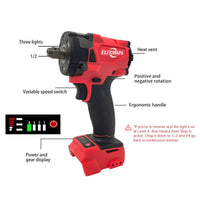 Powerful Cordless 3-In-1 Impact Wrench - 1/2'' Brushless Driver, 4500 RPM, Compatible with M18 Batteries - Ideal for Auto Repairs, Home Projects & Garage Essentials