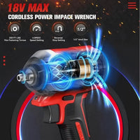 Powerful Cordless 3-In-1 Impact Wrench - 1/2'' Brushless Driver, 4500 RPM, Compatible with M18 Batteries - Ideal for Auto Repairs, Home Projects & Garage Essentials