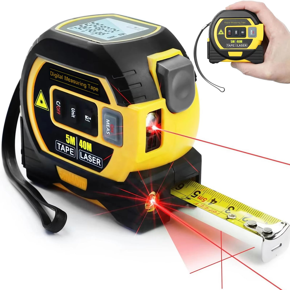 Versatile 3-In-1 Laser Tape Measure - High Precision 40/60M Infrared Distance Measuring Tool
