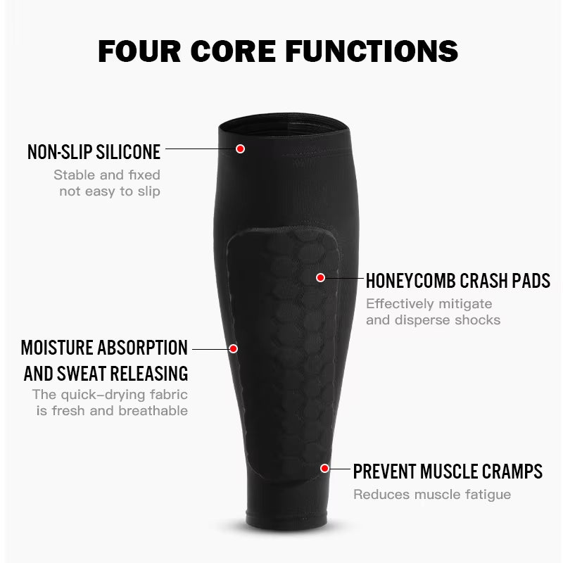 Premium Football Shin Guard Socks with Foam Padding - Calf Compression Sleeve & Honeycomb Design for Ultimate Protection and Comfort in Soccer!
