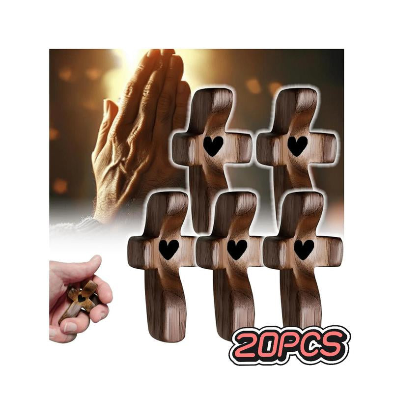 20 Handheld Dark Wood Pocket Crosses - Heartwarming Christian Comfort Gifts for Stress Relief & Encouragement
