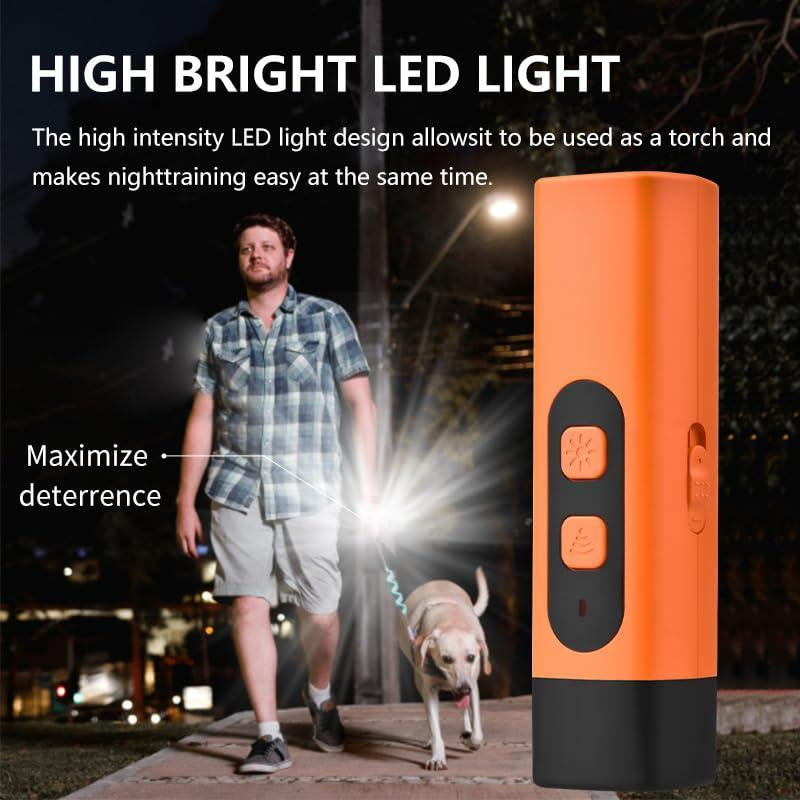 Rechargeable Sonic Dog Bark Deterrent - Safe 25KHz Anti-Bark Device with 32ft Range & LED for Indoor/Outdoor Use - Effective Dog Whistle & Barking Silencer