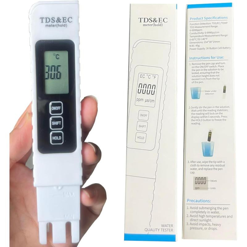 2025 4-in-1 Digital Water Quality Tester - TDS, EC, Temperature Meter for Drinking Water, Aquariums & RO/DI Systems (0-9990 ppm)