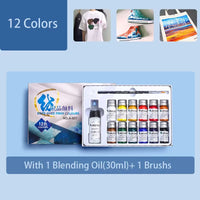 Vibrant 36-Color Permanent Fabric Paint Set by Marie - 10ml Tubes for Clothing & Canvas, Waterproof and Dope-Dyed Acrylics