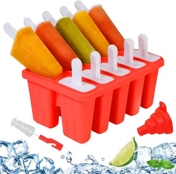 10-Cavity Silicone Popsicle Molds - Fun DIY Ice Pop Maker for Kids & Adults, BPA Free for Yummy Treats & Party Delights