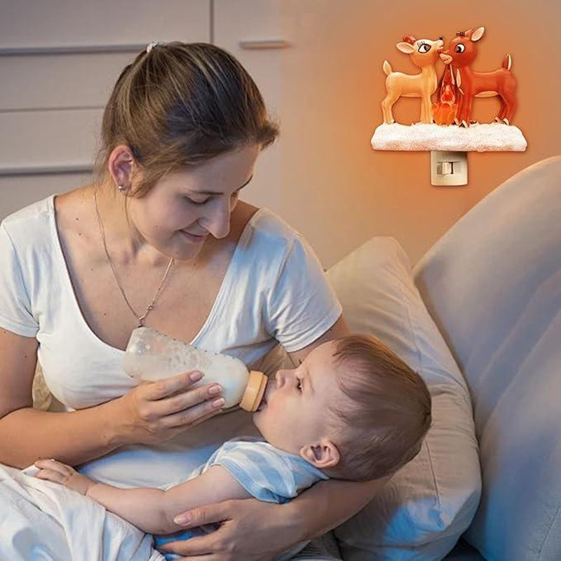2025 Cute Christmas Reindeer Night Light - Festive LED Campfire Lamp for Bedroom, Living Room & Kids Room Decor, Perfect Holiday Gift