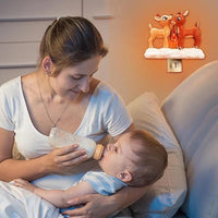 2025 Cute Christmas Reindeer Night Light - Festive LED Campfire Lamp for Bedroom, Living Room & Kids Room Decor, Perfect Holiday Gift