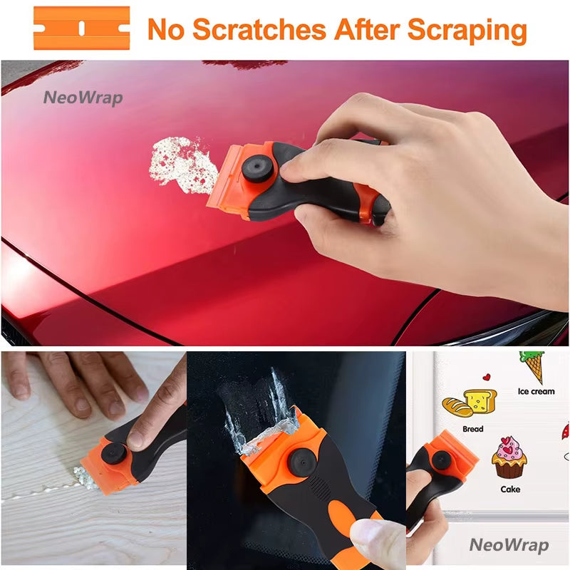 Versatile Razor Blade Scraper and Squeegee for Car Glass, Ceramic Hobs, and Sticker Removal