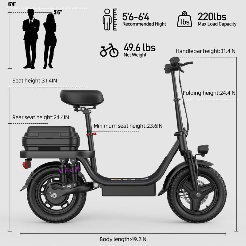 High-Performance Adult Electric Scooter - 20 MPH, 45 Miles Range, Foldable, Dual Brake & Suspension, Stylish Design, Perfect Christmas Gift!