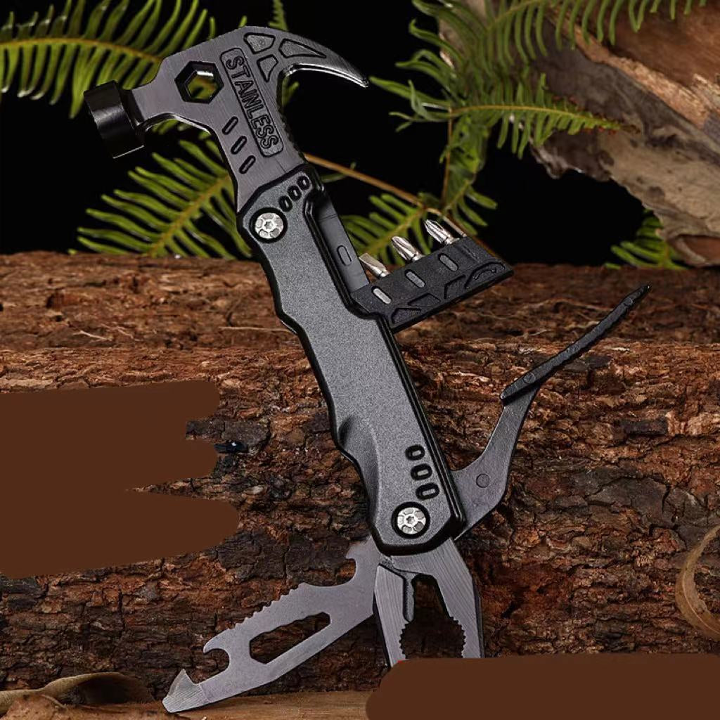 Versatile Outdoor Stainless Steel Folding Pliers with Hammer Tool
