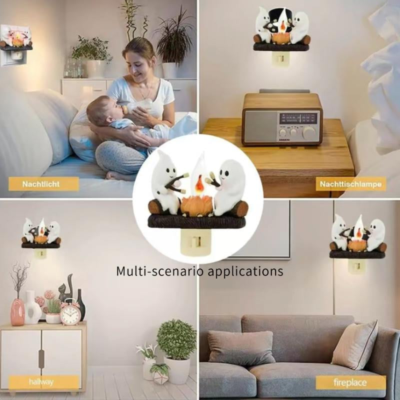 Flickering Flame 3D Ghost Nightlight - Spooky Candle Atmosphere Decor & Perfect Halloween Gift for Kids