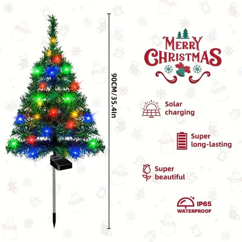 4-Pack Solar Christmas Tree Lights – Waterproof Outdoor Decorations for Gardens, Pathways, and Courtyards