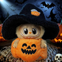 Adorable Labubu Halloween Pumpkin Costume for 17cm Dolls - Soft, Durable, & Detachable with Stylish Hat - Ideal for Collectors & Dress-Up Fun!
