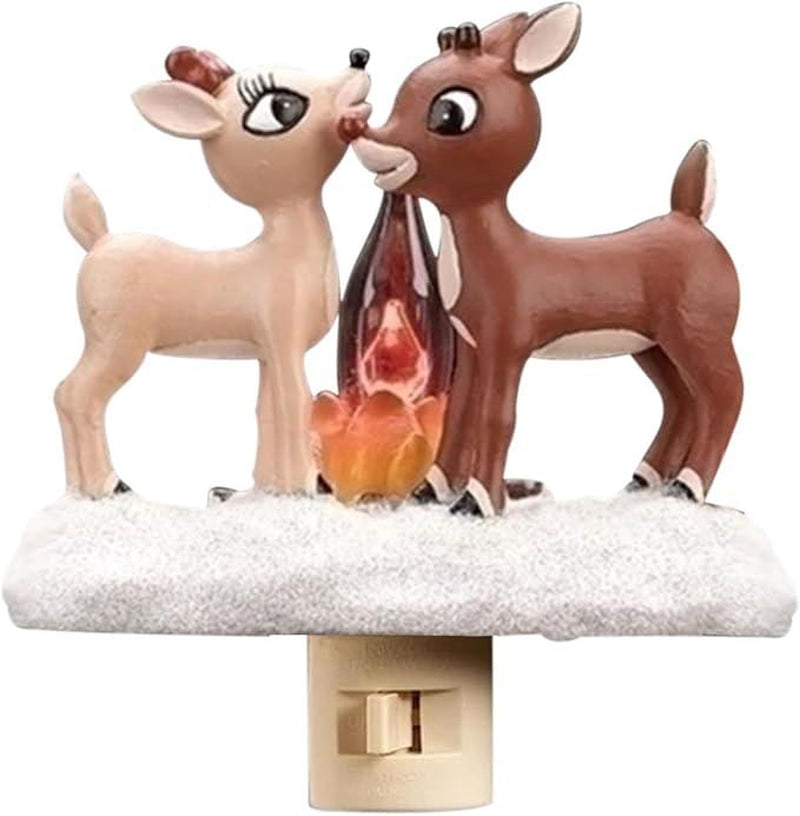 2025 Cute Christmas Reindeer Night Light - Festive LED Campfire Lamp for Bedroom, Living Room & Kids Room Decor, Perfect Holiday Gift