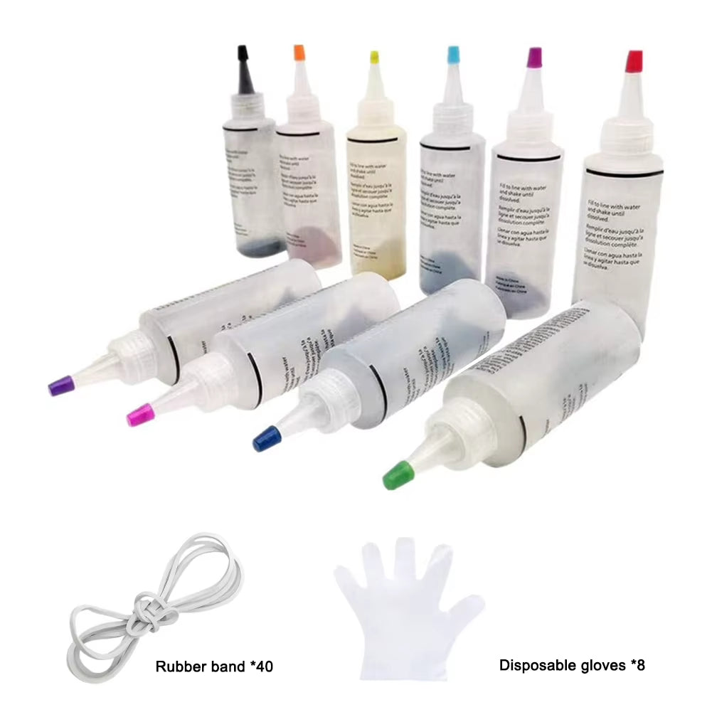 Ultimate Tie Dye Kit - 6, 8, or 10 Vibrant Colors for DIY Fashion - Complete with Rubber Bands and Gloves!