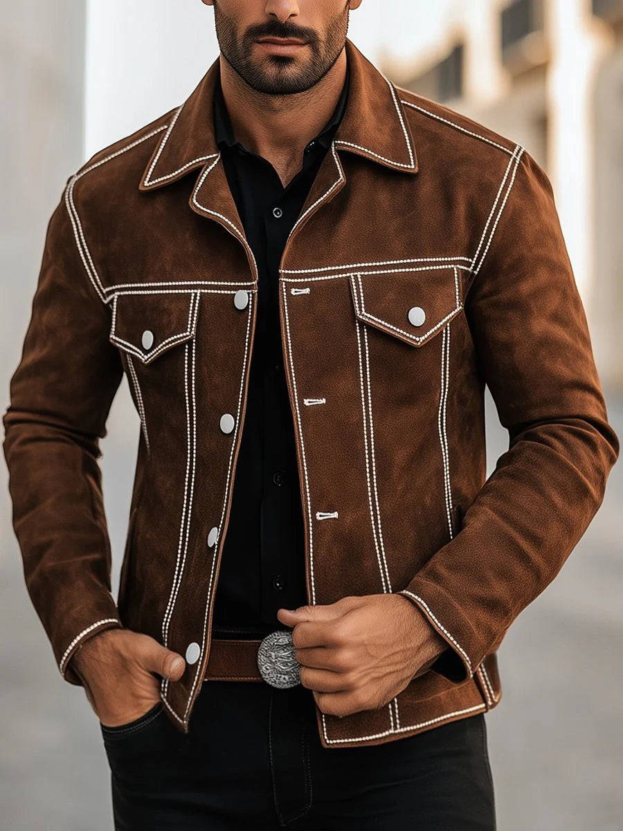 Men's Vintage Casual Suede Jacket - 24-Hour Shipping!