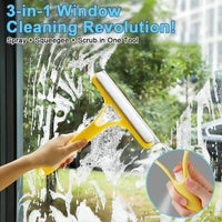Versatile 3-in-1 Window Cleaning Tool: Sprayer, Squeegee & Scrubber for Sparkling Clean Surfaces – Perfect for Home, Car, and Shower Glass – Blue, White, Yellow