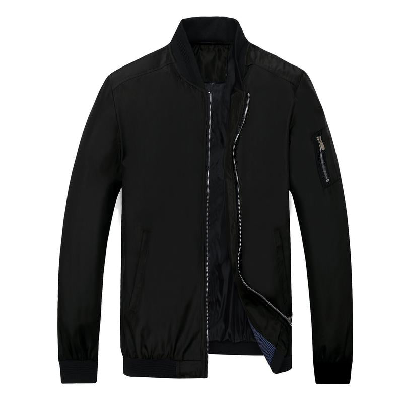 Lightweight Men's Bomber Jacket - Stylish Casual Zip Coat with Pockets for Spring & Autumn