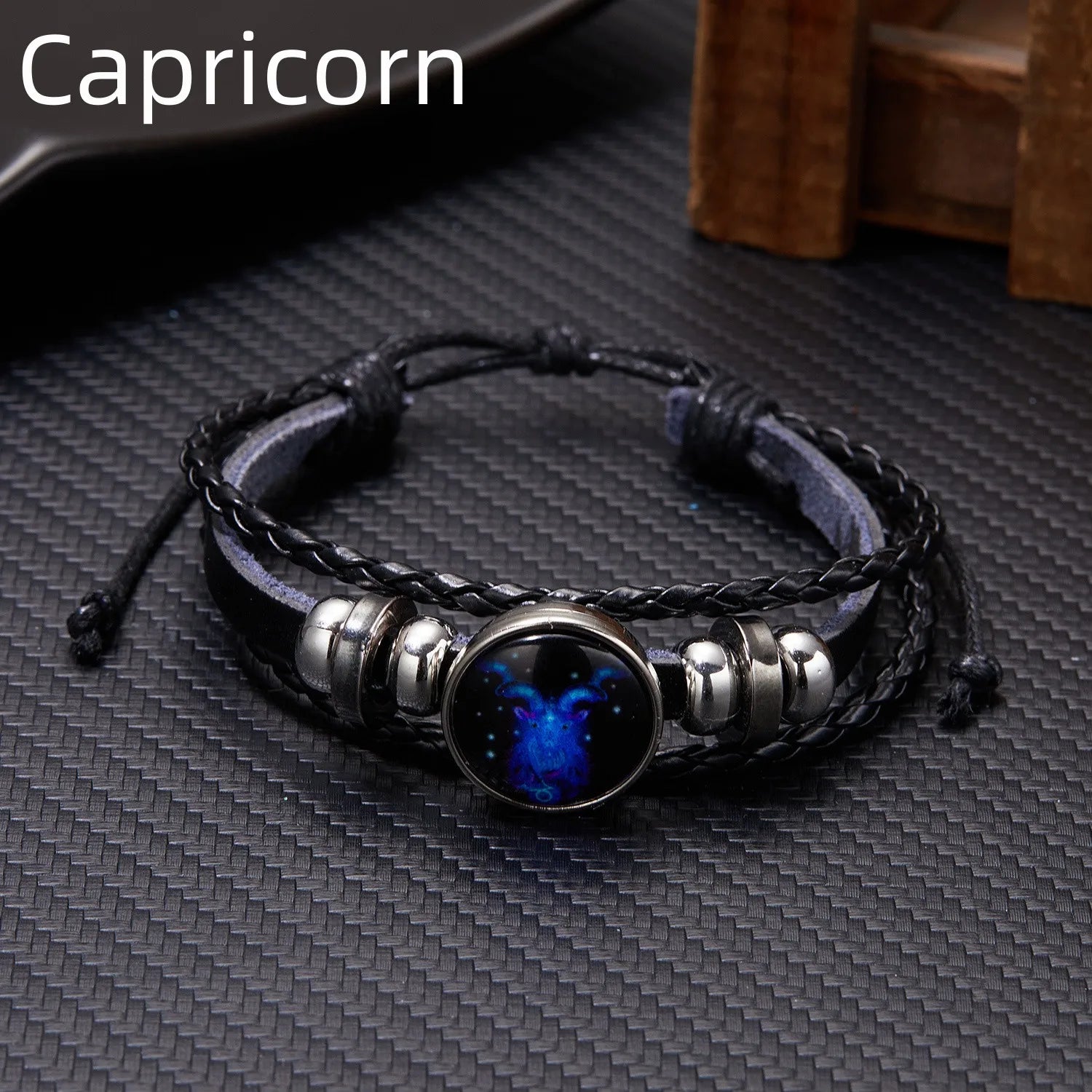 Luminous Zodiac Leather Bracelet – 12 Constellations | Adjustable Vintage Wrap for Men & Women