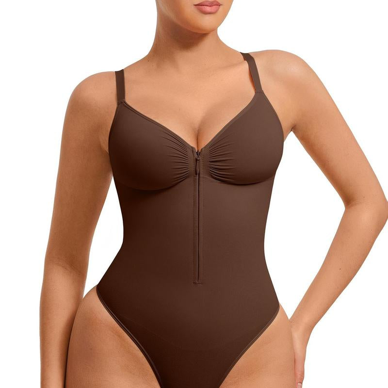 Seamless Peach Heart Collar Bodysuit - Comfortable Shapewear Jumpsuit with Zipper for Women