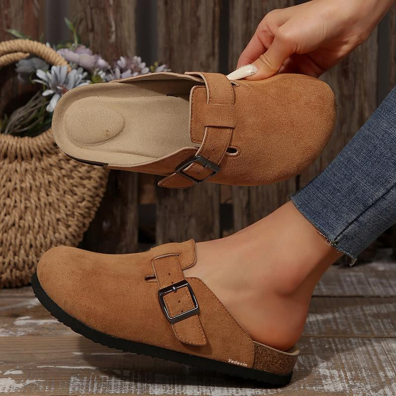 Unisex Suede Clogs with Leather Mules and Cork Footbed - Comfortable Slip-On Sandals