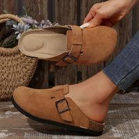 Unisex Suede Clogs with Leather Mules and Cork Footbed - Comfortable Slip-On Sandals