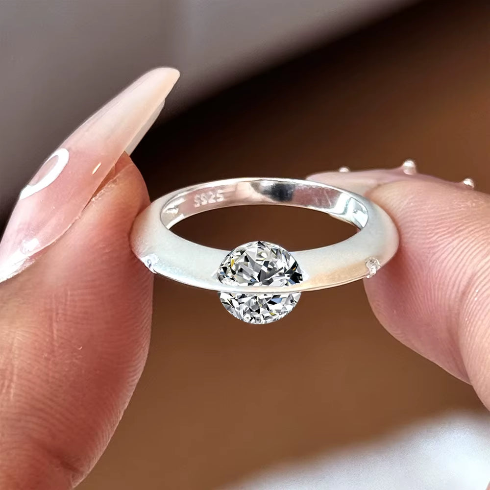 Stunning 1 Carat Moissanite Engagement Ring in 925 Sterling Silver - Certified Sparkling Solitaire Wedding Ring for Women