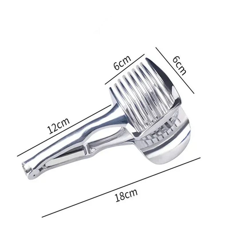Ultimate Stainless Steel Onion Holder & Vegetable Slicer - Safe & Handy Kitchen Gadget for Effortless Cutting