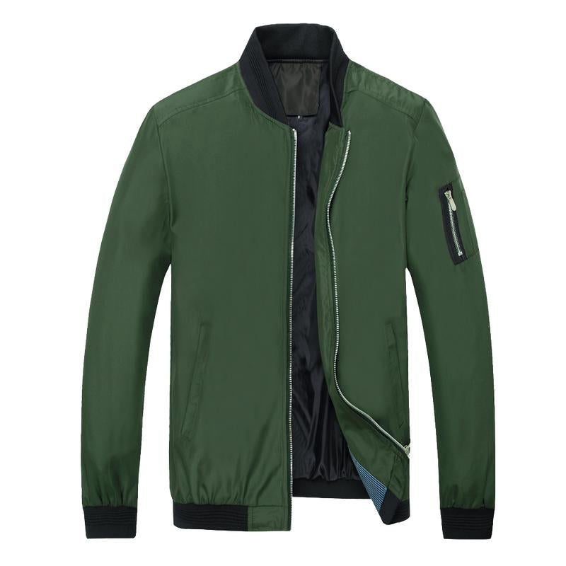 Lightweight Men's Bomber Jacket - Stylish Casual Zip Coat with Pockets for Spring & Autumn