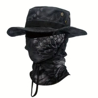 Versatile Camouflage Boonie Cap & Balaclava Hat Set - Foldable, Soft, and Ideal for Outdoor Hunting, Fishing, and Sun Protection